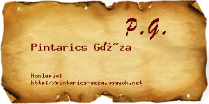 Pintarics Géza névjegykártya
